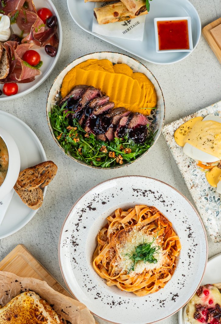 A selection of dishes at Heritage Rooftop Restaurant