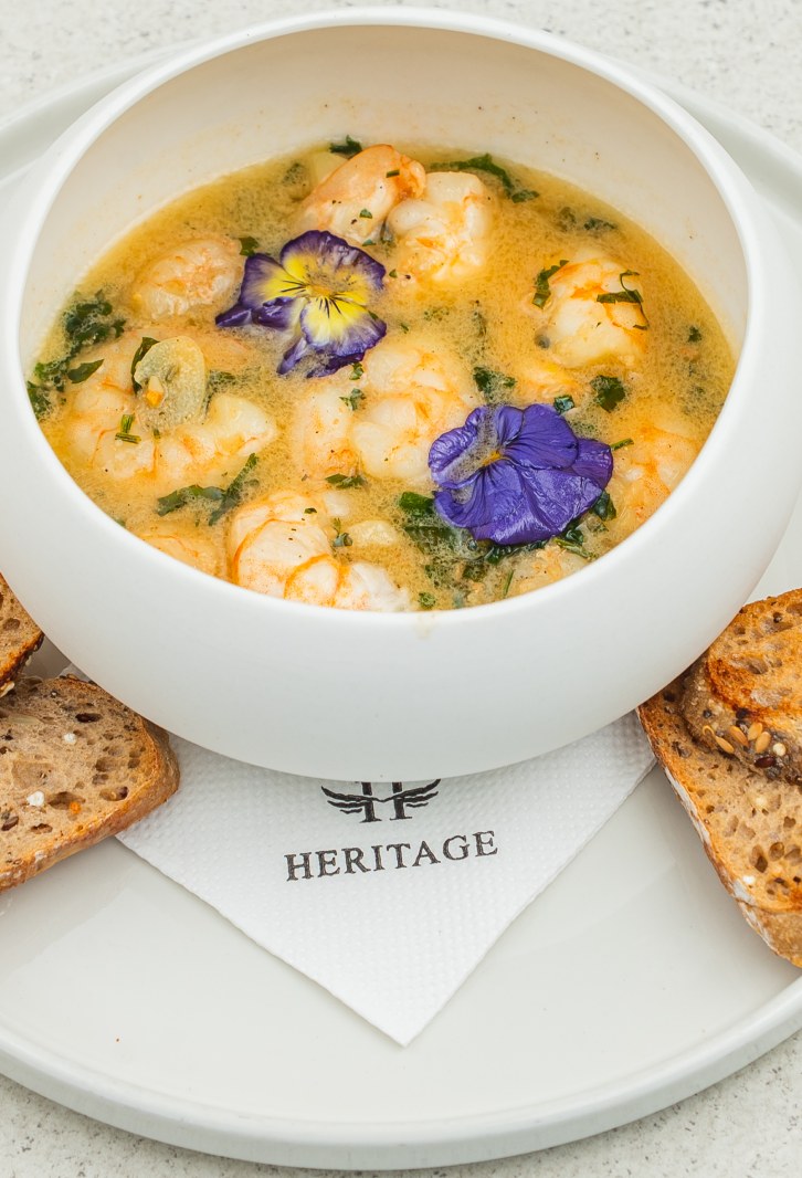 Prawns in buzara sauce from the Heritage Rooftop menu